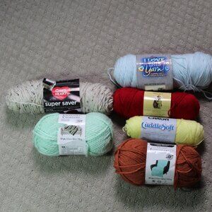 6 Skeins Mixed Brands Acrylic Yarns